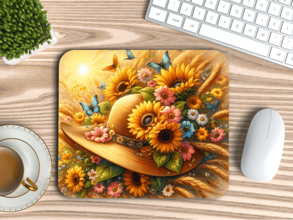 Download Summer Straw Hat Sunflower Mousepad PNG - Mousepad png Collection