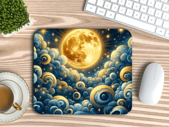 Download Full Moon Celestial Clouds Mousepad PNG - Mousepad png Collection