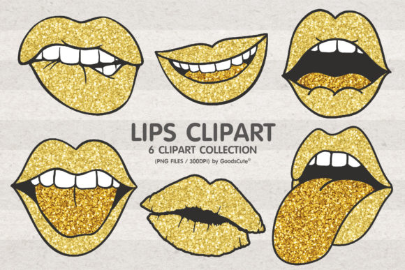 Download Gold Glitter Lips Clipart Sublimation - Glitter lips clipart Collection