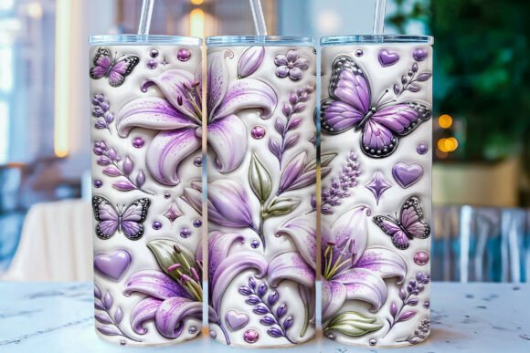 Download Inflated Butterfly Floral Tumbler Wrap - Butterfly Collection