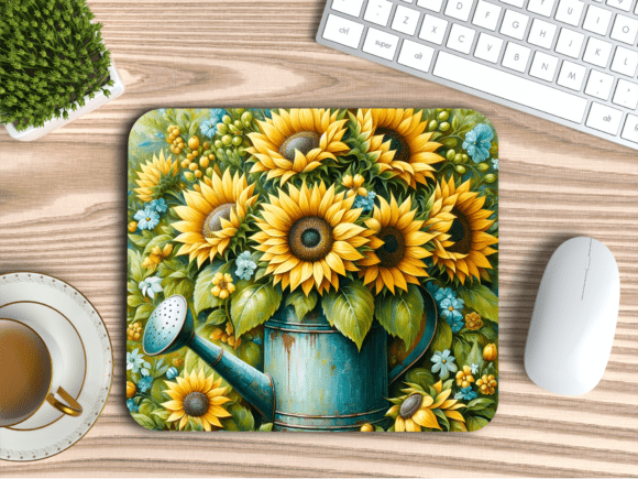 Download Vintage Watering Can Floral Mousepad PNG - Mousepad png Collection