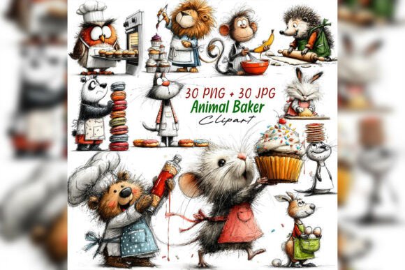 Download Whimsical Animal Baker Watercolor Png - Animal Collection