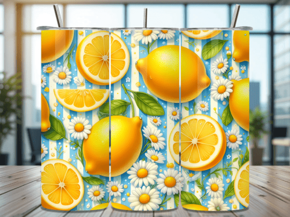 Download Summer Lemon Daisy Floral Tumbler Wrap - Tumbler wrap Collection