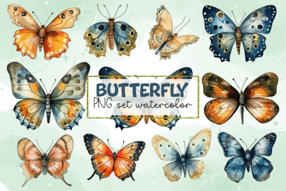 Download Watercolor Butterfly Set PNG - Butterfly Collection