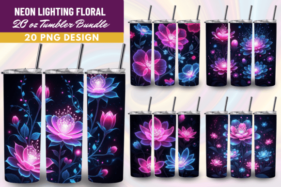 Download Neon Lighting Floral Tumbler Wrap Bundle - Tumbler wrap Collection