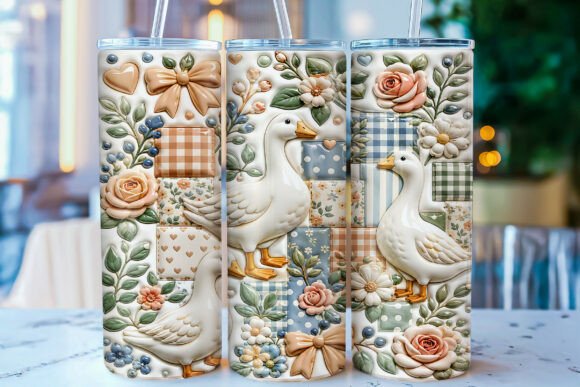 Download Inflated Goose Floral Tumbler Wrap PNG - Tumbler wrap Collection