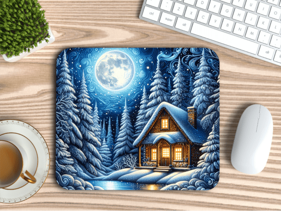 Download Wonderland Snowy Cabin Art Mousepad PNG - Mousepad png Collection