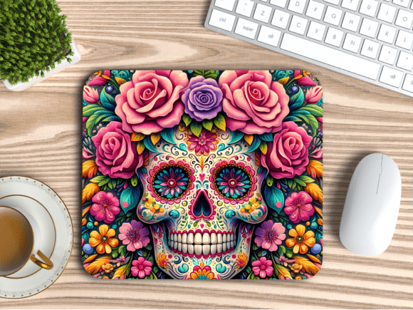 Download Colorful Flower Crown Skull Mousepad PNG - Mousepad png Collection