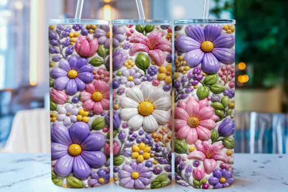 Download Inflated Pastel Floral Tumbler Wrap PNG - Tumbler wrap Collection