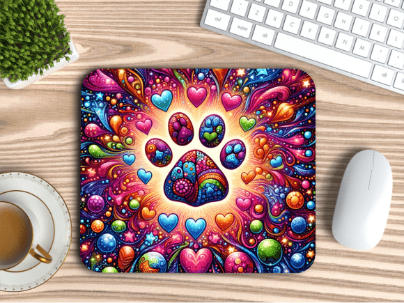 Download Psychedelic Dog Paw Heart Mousepad PNG - Premium Resources