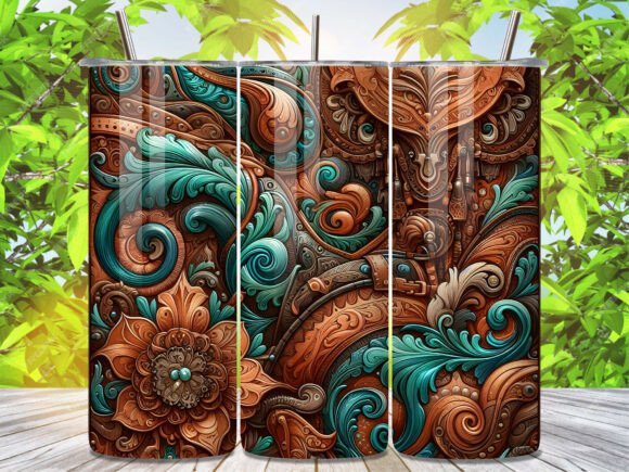 Download 3D Tooled Leather Floral Tumbler Wrap - Tumbler wrap Collection