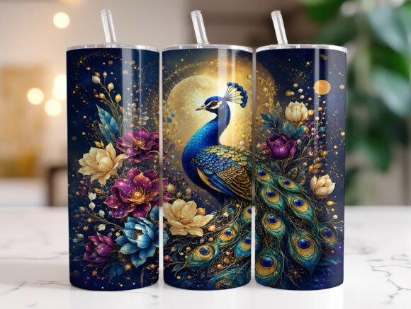 Download Peacock Floral Tumbler Wrap Sublimation - Tumbler wrap Collection