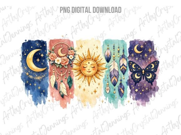 Download Boho Sun Moon Butterfly Dream Catcher - Butterfly Collection