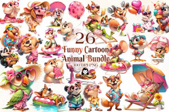 Download Funny Cartoon Summer Animal Clipart - Animal Collection