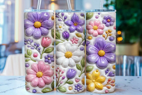 Download Inflated Pastel Floral Tumbler Wrap PNG - Tumbler wrap Collection