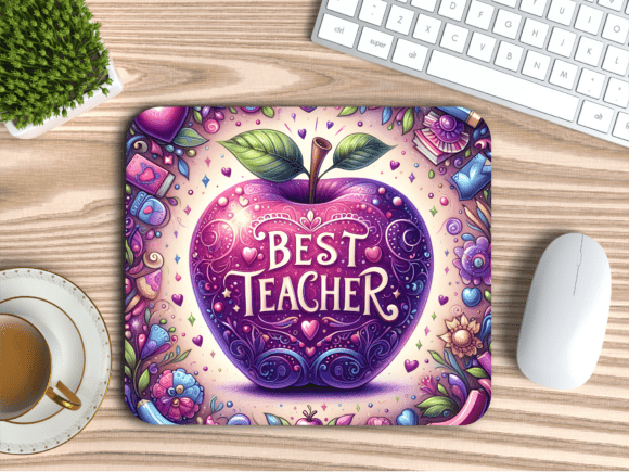 Download Best Teacher Floral Apple Mousepad PNG - Mousepad png Collection