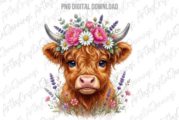 Download Floral Highland Cow Farm Animal PNG - Animal Collection