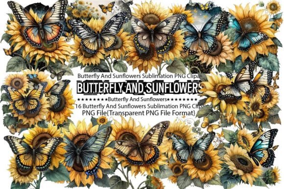 Download Butterfly and Sunflowers Sublimation - Butterfly Collection