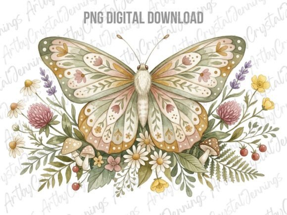 Download Cottagecore Butterfly Boho Floral PNG - Premium Resources