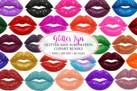Download Glitter Lips Clipart Bundle, Sublimation - Glitter lips clipart Collection