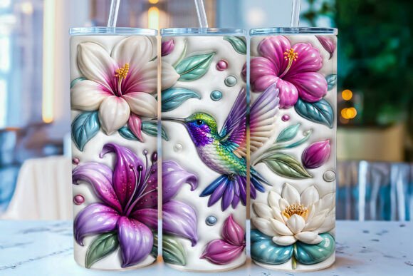 Download Inflated Hummingbird Floral Tumbler Wrap - Tumbler wrap Collection