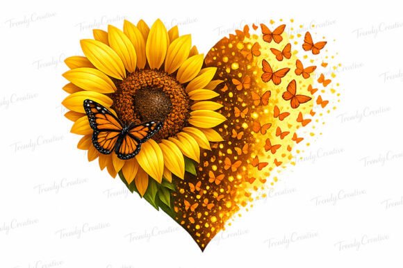 Download Sunflower Heart Butterfly Rustic PNG Art - Butterfly Collection