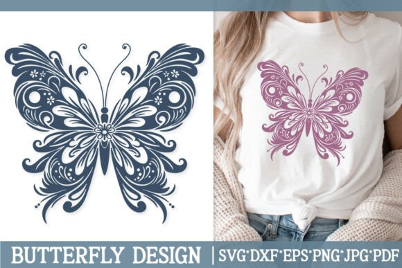 Download Ornate Baroque Butterfly SVG Floral - Butterfly Collection