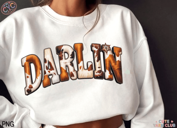 Download Retro Cow Print Darlin' Western PNG - Western png Collection