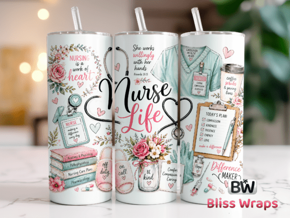 Download Nurse Life Floral Tumbler Wrap - Tumbler wrap Collection