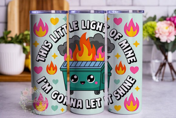 Download Dumpster Fire Kawaii 20oz Tumbler Wrap - Tumbler wrap Collection