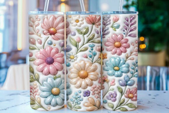 Download Inflated Pastel Floral Tumbler Wrap PNG - Tumbler wrap Collection