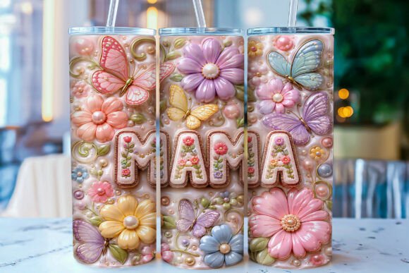 Download Inflated Mama Floral Tumbler Wrap PNG - Tumbler wrap Collection