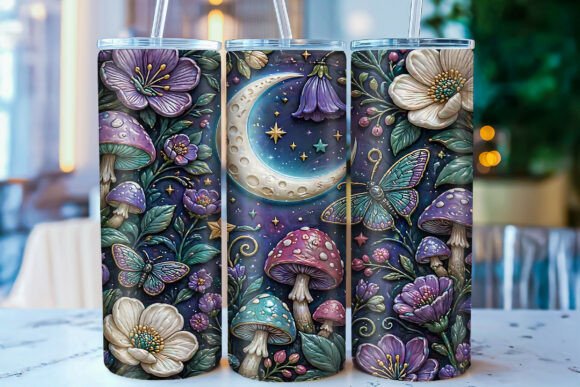 Download 3D Moon Mushroom 20oz Tumbler Wrap PNG - Tumbler wrap Collection